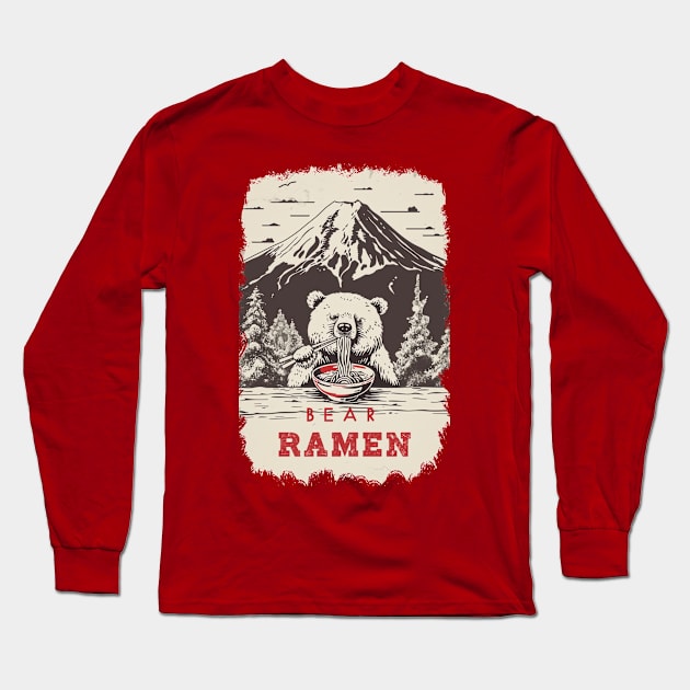 Mountain Ramen Bear A Delight for Ramen Fans! Long Sleeve T-Shirt by Beni-Shoga-Ink